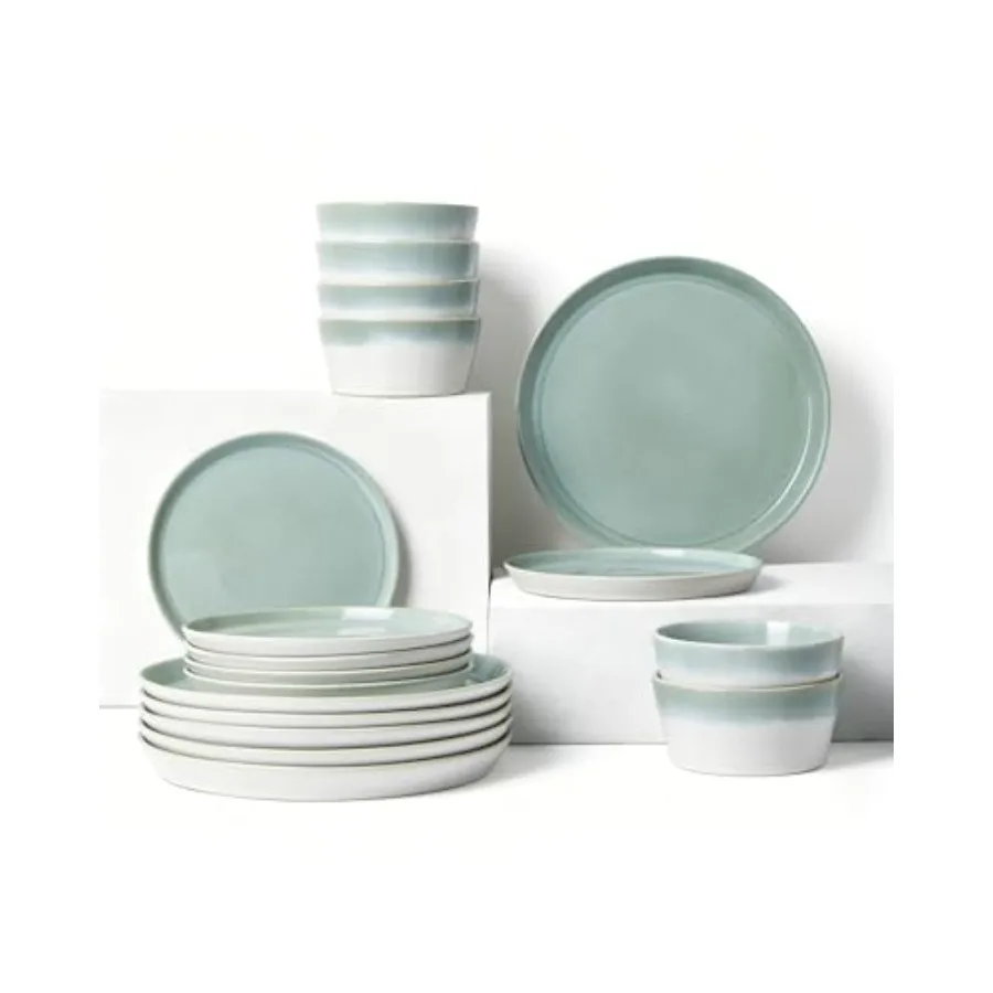 

Dinnerware Sets for 6 Ceramic Plates and Bowls Set Modern Artisan Dish Set Microwave Dishwasher Safe Dishware Set Chip Scratch
