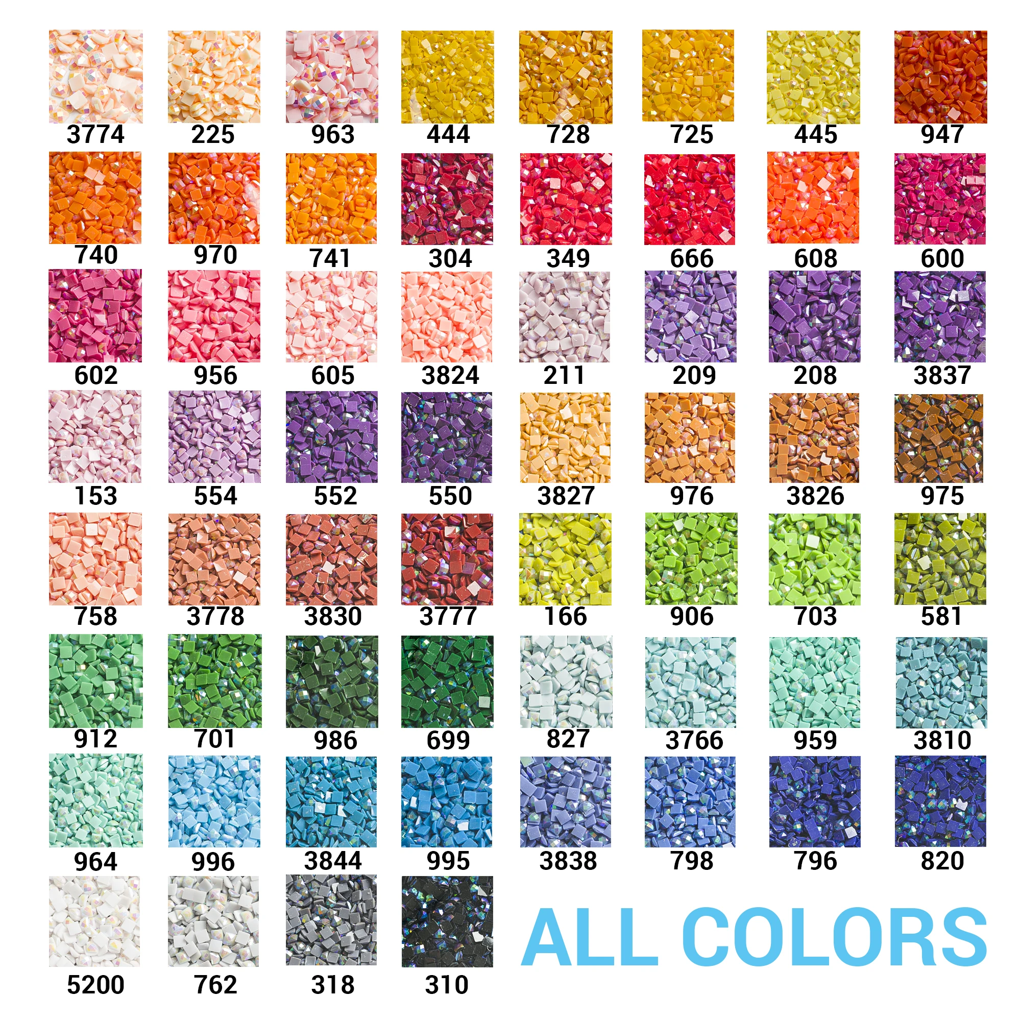 Perles diamantées pour accessoires de peinture au diamant 5D, résine AB, perceuses carrées, 2.5mm, 60 couleurs