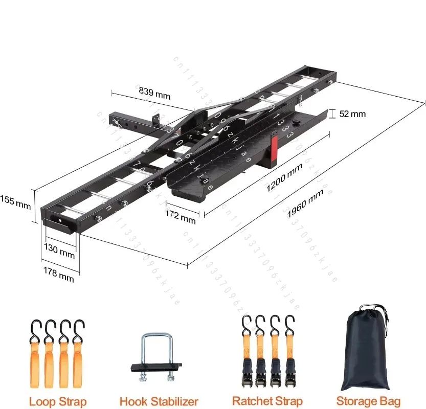 【2026】JC Black Steel Motorcycle Carrier 600 LBS Hitch Mount with 2inch Fit and 47