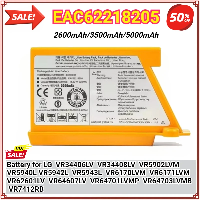 

New Battery for LG Sweeping Mopping Robot VR65720LVMP VR65715LVM EAC62218205 VR66750LVWP EAC60766107 AGM30061001 Vacuum Cleaner