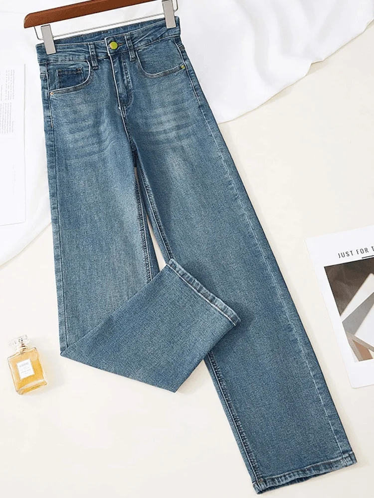 

Широкие джинсы с высокой талией, женские облегающие свободные брюки прямого кроя, универсальные утягивающие длинные брюки, новое поступление лета