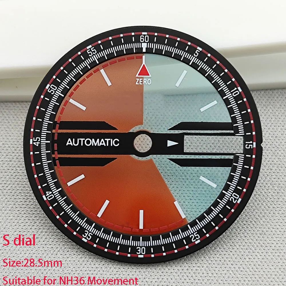 Quadrante S da 28,5 mm Quadranti trasparenti Quadrante NH36 Non quadrante luminoso con doppio calendario Adatto per accessori movimento orologio NH36/4R