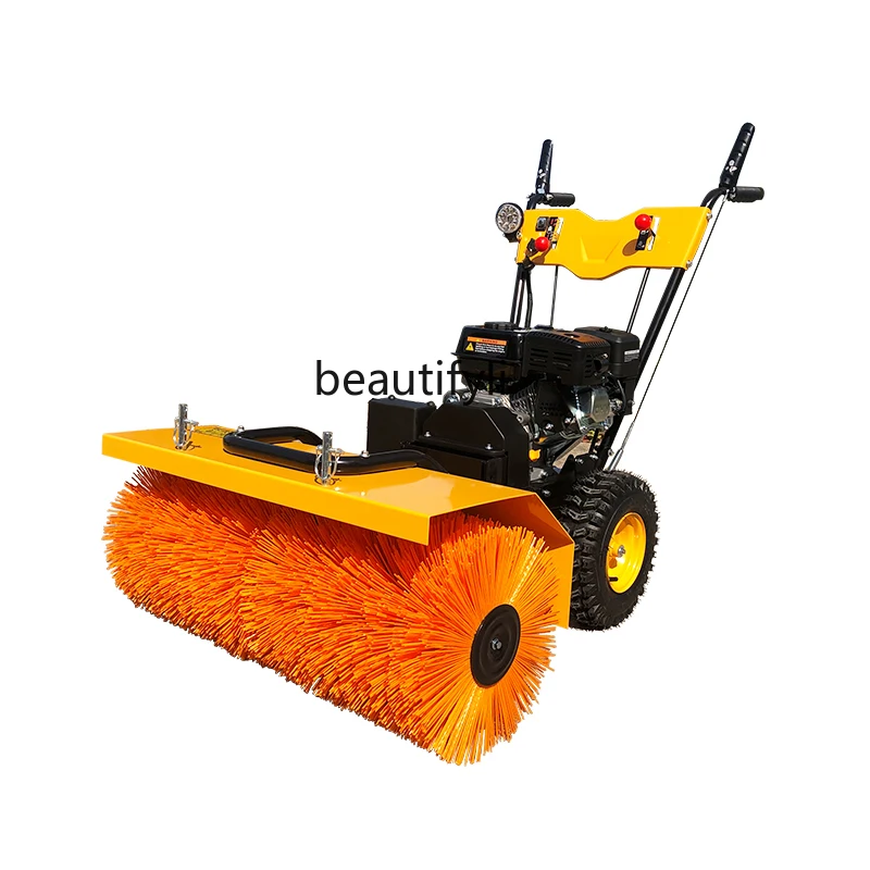 Electric hand-pushed small road snow removal roller brush equipment Multifunctional snow throwing machine