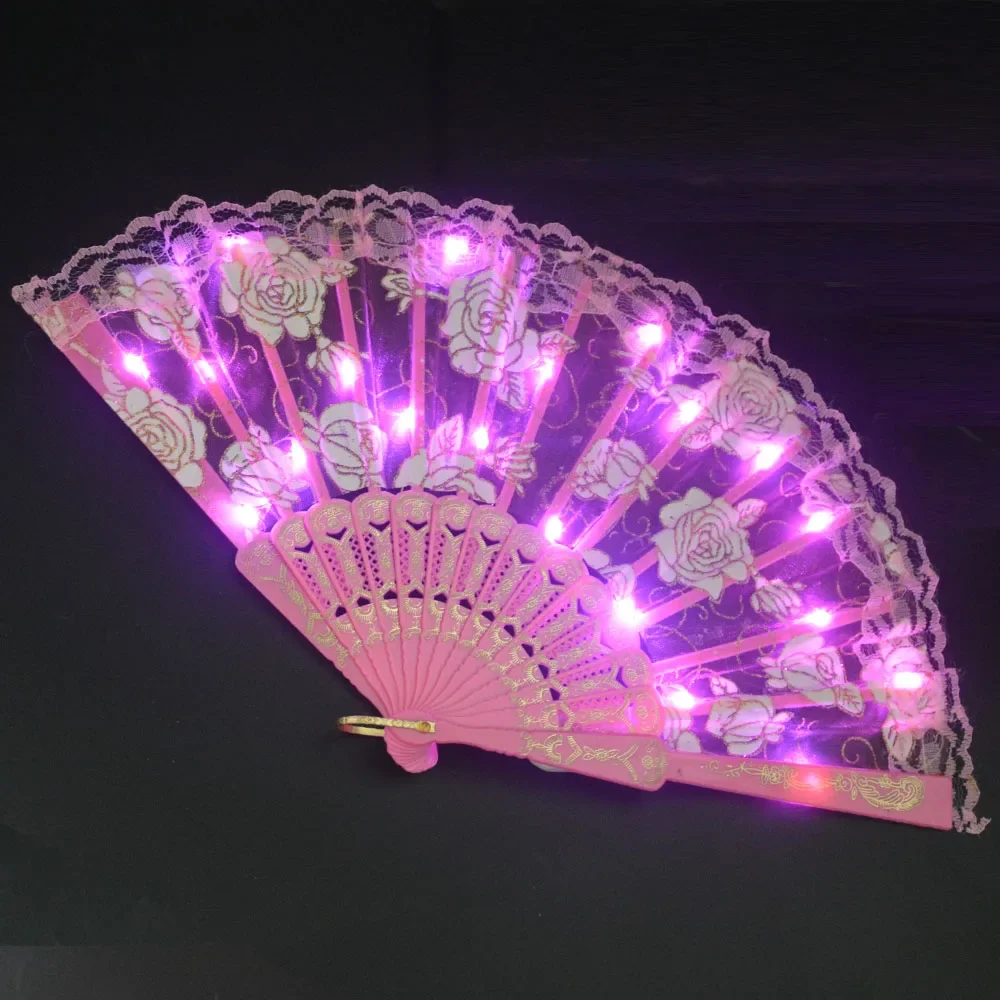 Éventail Lumineux à LED en Dentelle Rose, Cadeau d'Anniversaire, Accessoires de Bar Shoes, ixNéon, Festival de Mariage