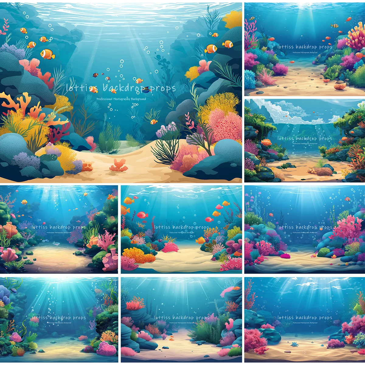 

Colorful Underwater Backdrops Fish And Corals Photography Child Adult Photocall Kids Baby Photo Undersea Mermaid Backgrounds