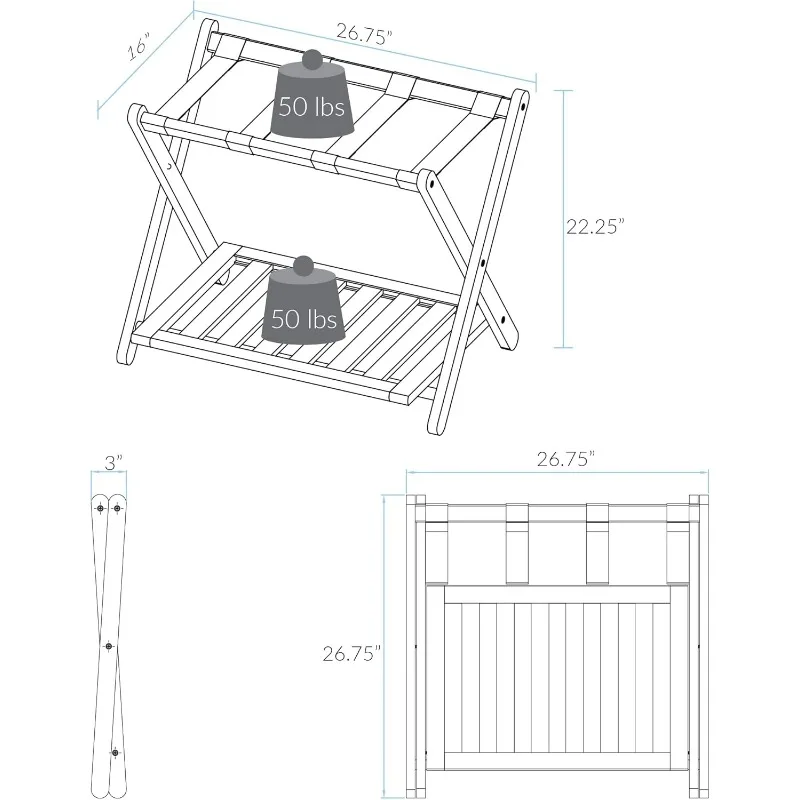 Домашний багажник, орех, массив дерева