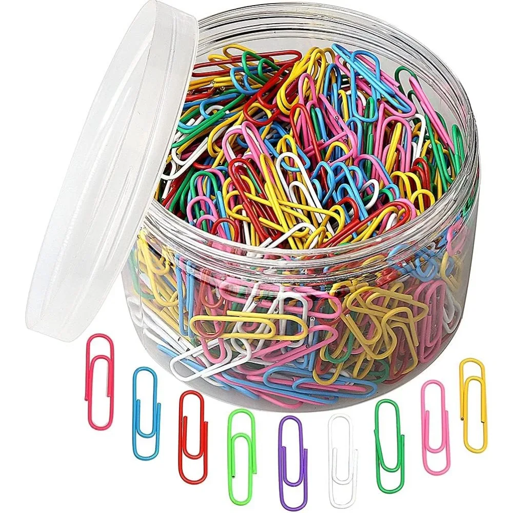 500 PCS Color Paper Clip, Medium 33mm/1.3" Assorted Paper Clip Vinyl Coated Clip