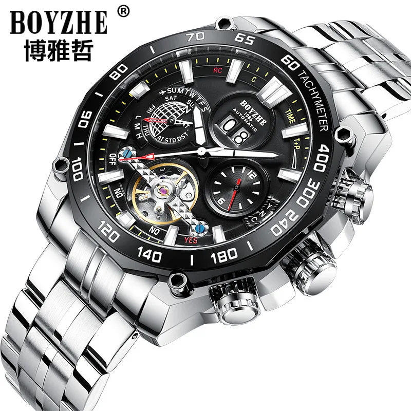 BOYZHELarge Dial Multi-Function Automatic Mechanical Waterproof 's Popular Men's Watch