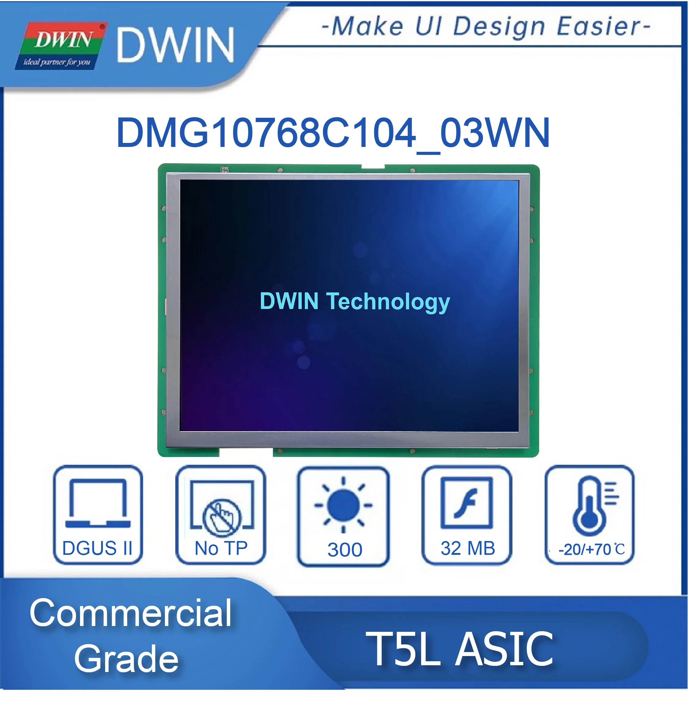 DWIN 10.4inch TFT LCD Display Connect Arduino, Esp32, Esp8266, 1024*768 HMI Smart Touch Screen,IPS LCD Module DMG10768C104_03W