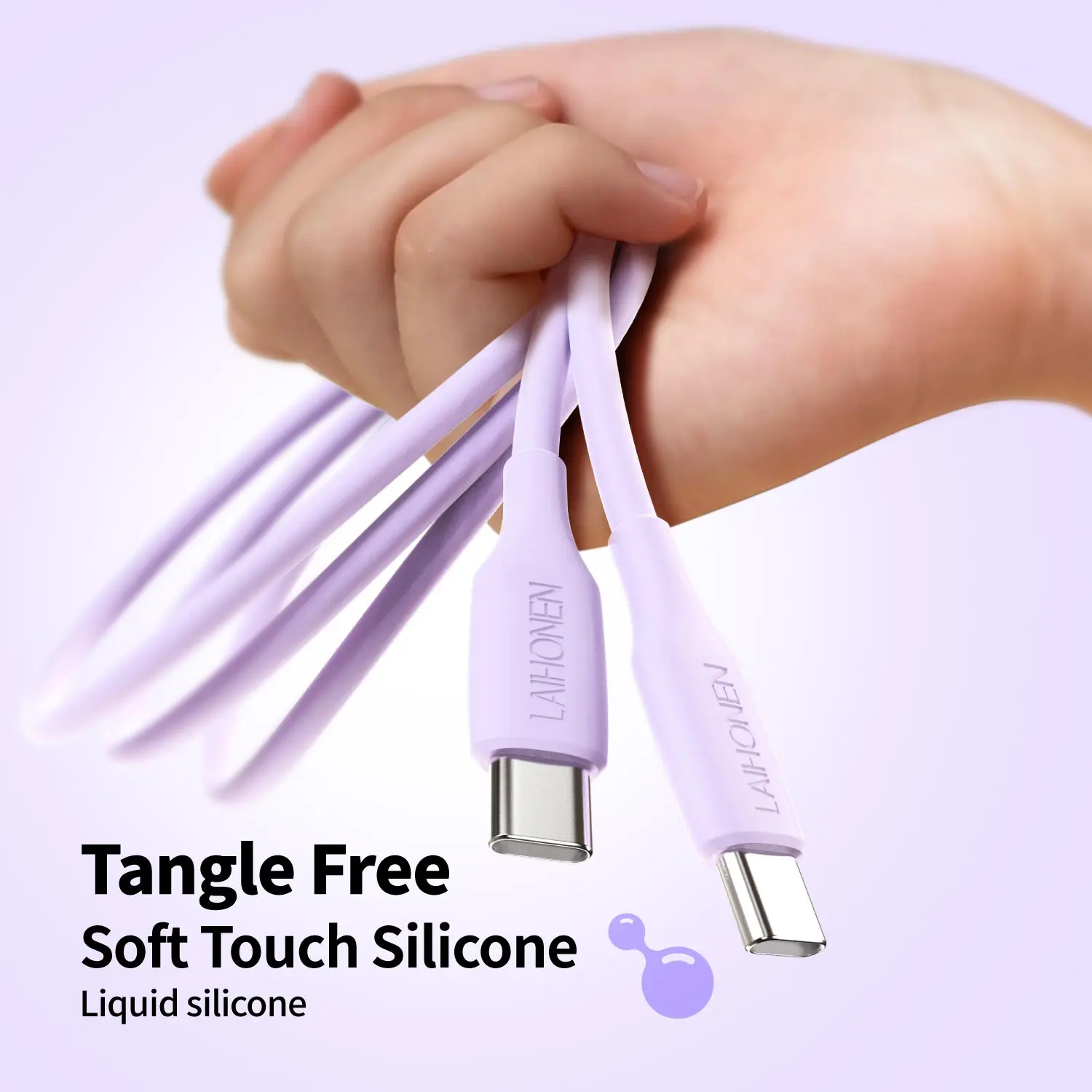3pcs 60W PD Fast Charging Macaron Silicone Type-C Cable - for iPhone 17/16/15 Pro Max, S24/S23, Xiaomi
