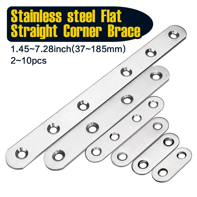 2-10 PCS Stainless Steel Flat Straight Brackets, 1.5