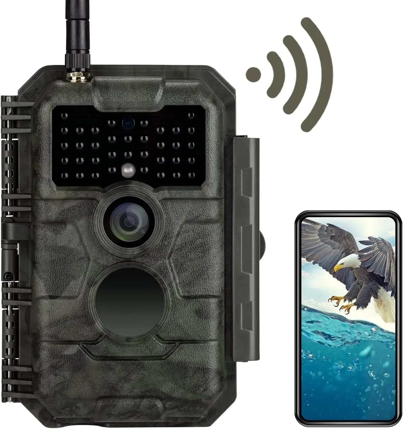 Trail Camera WiFi 32MP 1296P Game Camera with No Glow Night Vision Motion Activated Waterproof for Wildlife Deer Sco