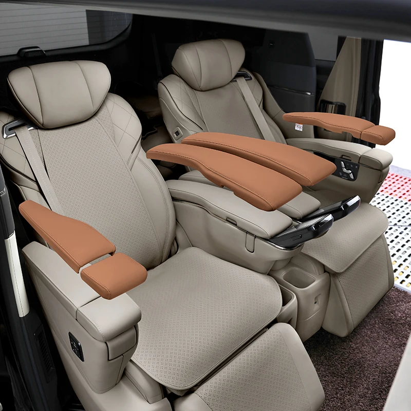 Premium Nappa Leather Armrest Cover Anti-Slip Console Protector for Toyota 2024-2025 Alphard Vellfire 40 Series Interior Kits