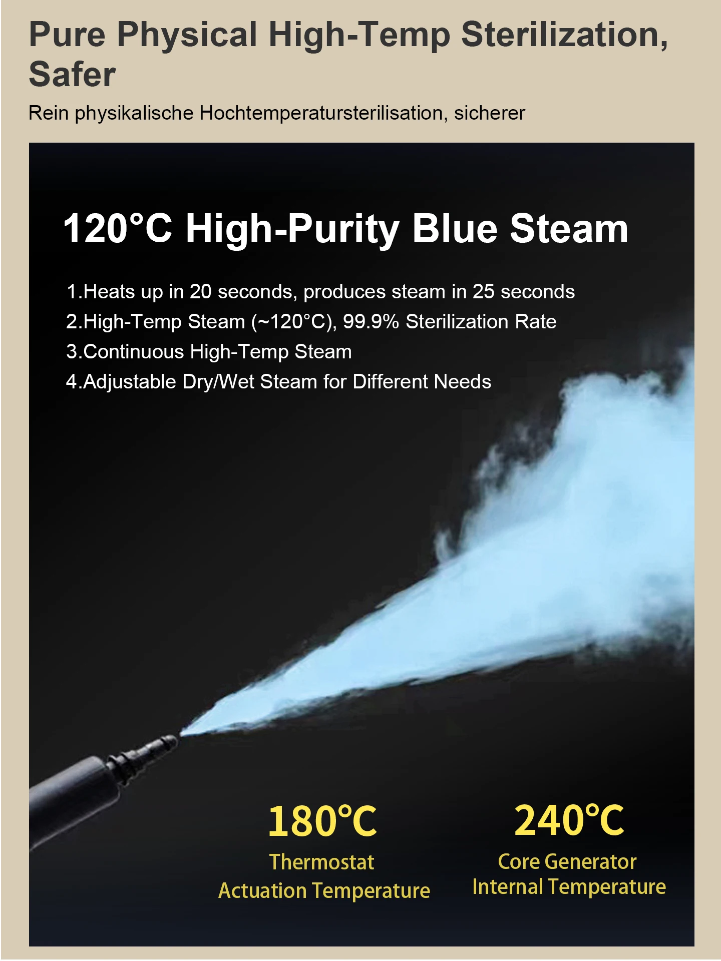 Professional Instant Steam Cleaner Continuous High Temperature Sterilization Air Conditioner Kitchen Car Industrial Grade Steam