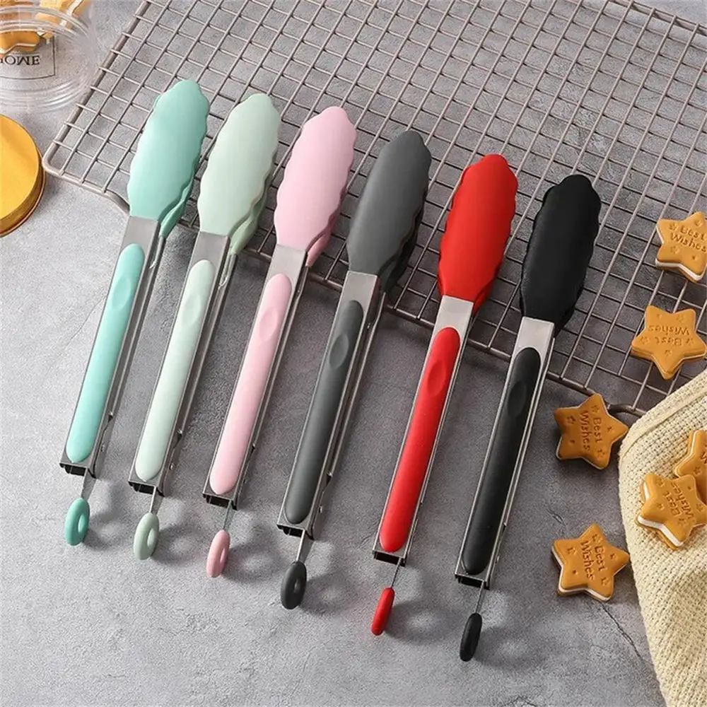 9 Inch Stainless Steel Silicone Food Clip Kitchen Tools Fried Steak Toast Barbecue Tool Food Clip image 3