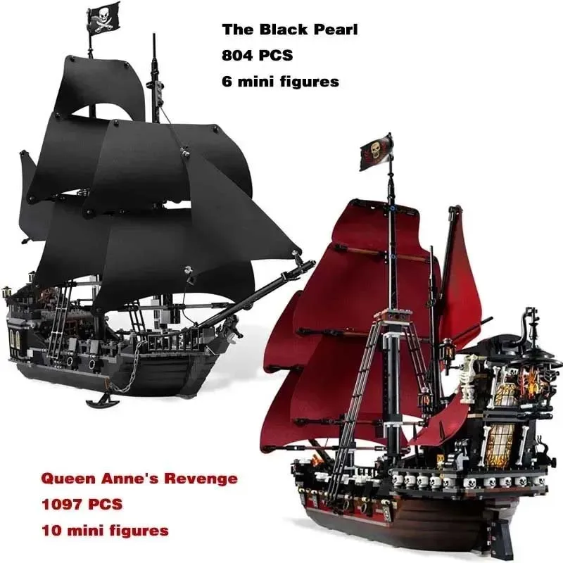 Black Ship Pearl Compatible With Pirates Model Ships Building Blocks Boys Birthday Gifts Kids Toys 16006 4195