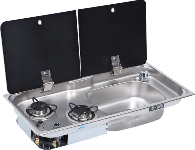 Lpg Gas Stove Suitable for RV with Cover Sink Trailer Trailer 304 Stainless Steel Stove