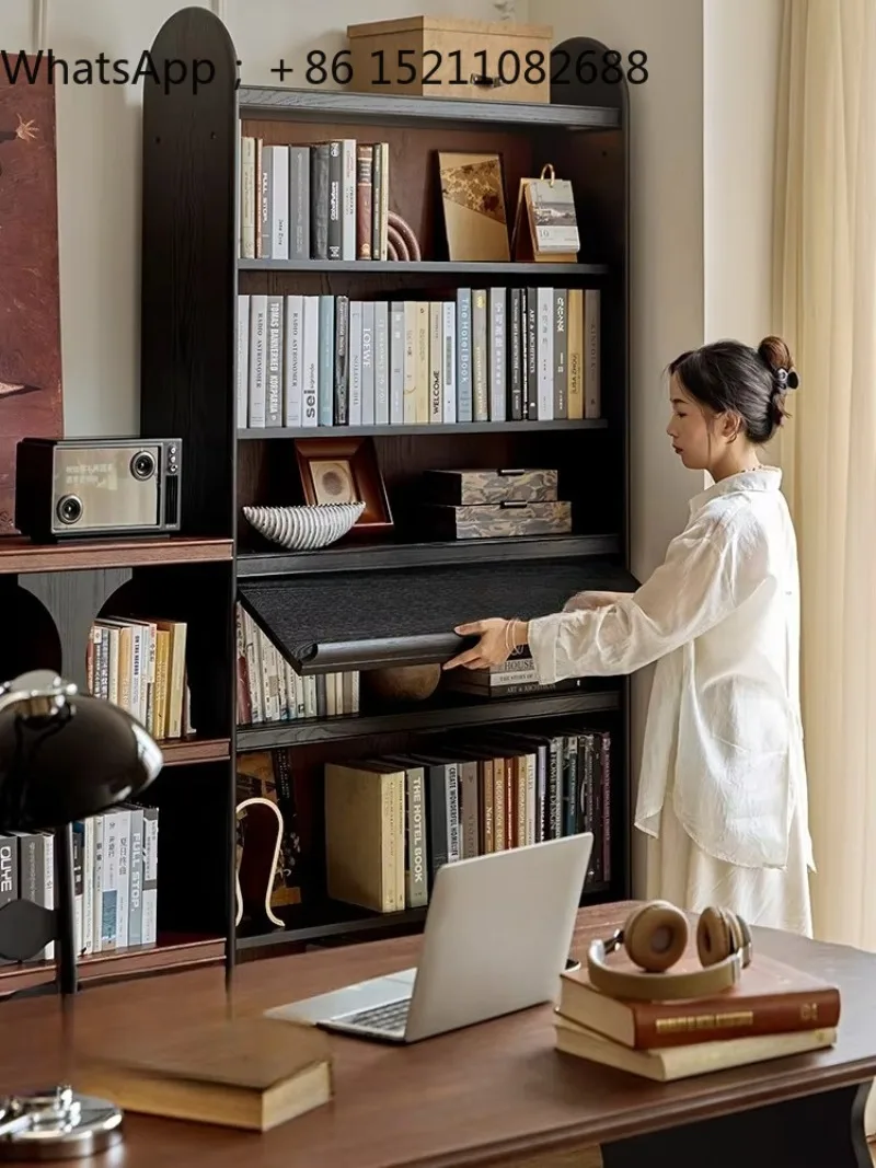 SCY retro living room combination bookcase integrated whole wall bookshelf living room high-end display cabinet