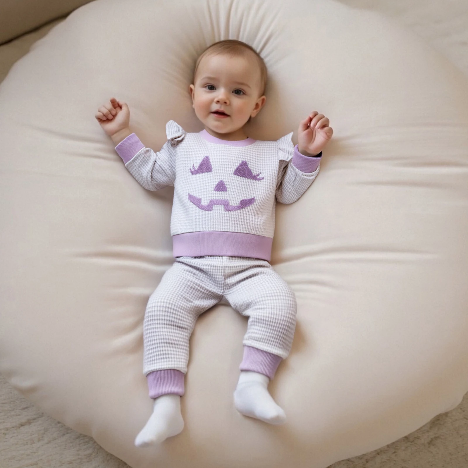 FOCUSNORM 0-4Y الصغار الفتيات ملابس الهالوين مجموعات اليقطين التطريز شريط طباعة طاقم الرقبة طويلة الأكمام الهراء القمم السراويل