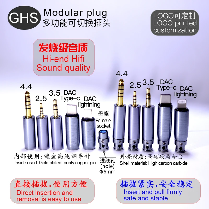GHS Modular  Plug  (5 to 1)4.4BL 3.5ST 2.5BL   lightning type-c