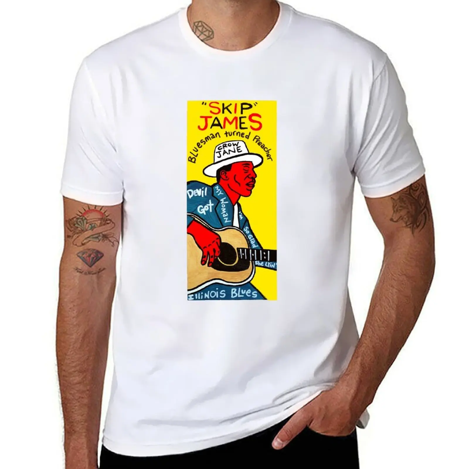 

Skip James Blues Folk Art T-Shirt man t shirt heavy cotton man t shirts high quality luxury brand T-Shirt