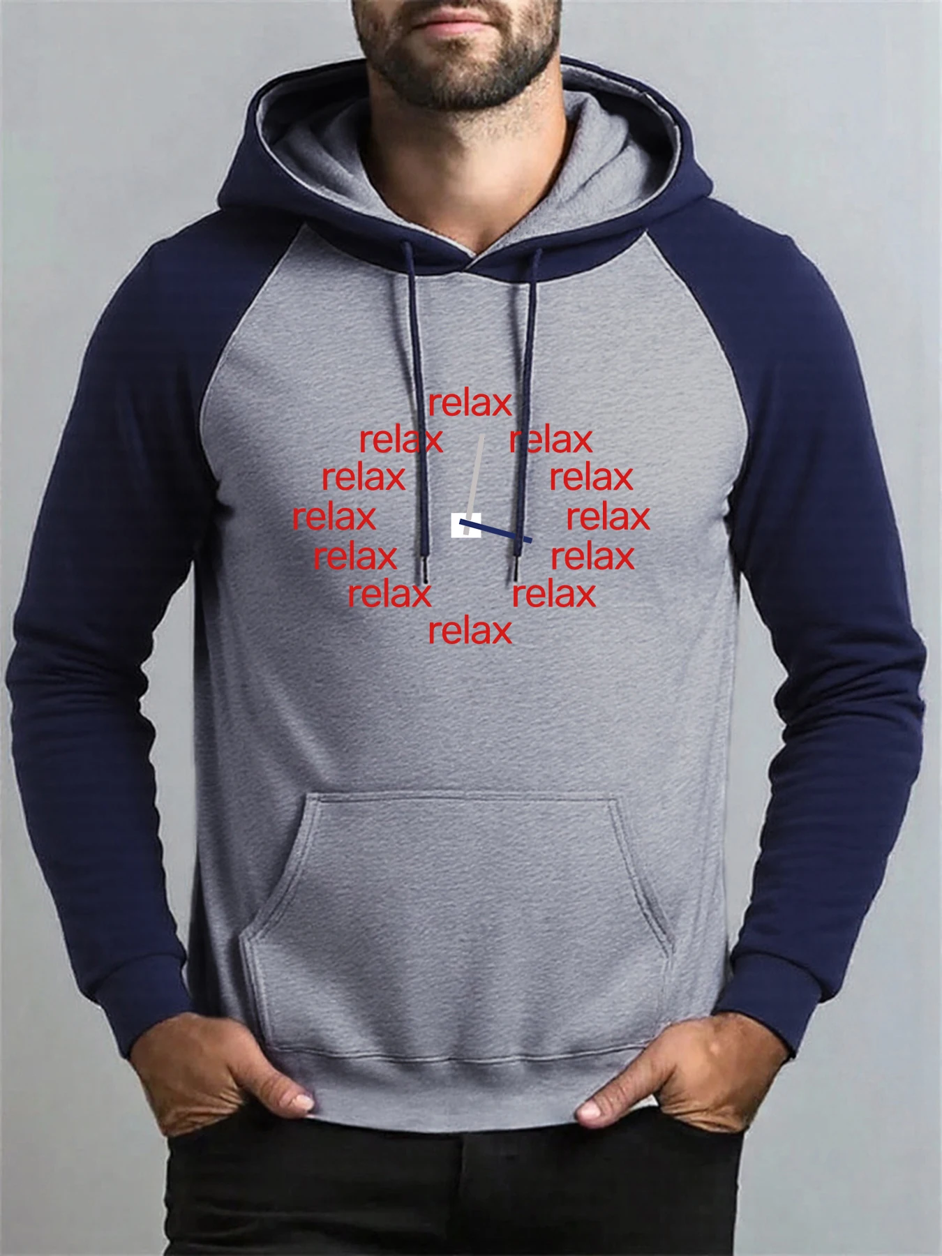 

Relax Clock Fun Print Men Raglan Hoodie Autumn Fashion Streetwear Loose Casualk Fleece Pullover Multicolor Y2K Hoody Unisex