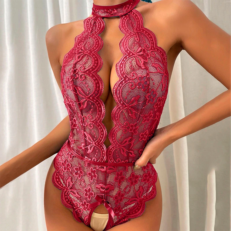 Erotic Lace Teddy Women\'s Lingerie Bodysuits Push Up Bras Sexy Exotic Clothing Lace Bow Ladies Pajamas Sexy Babydoll Bodysuits