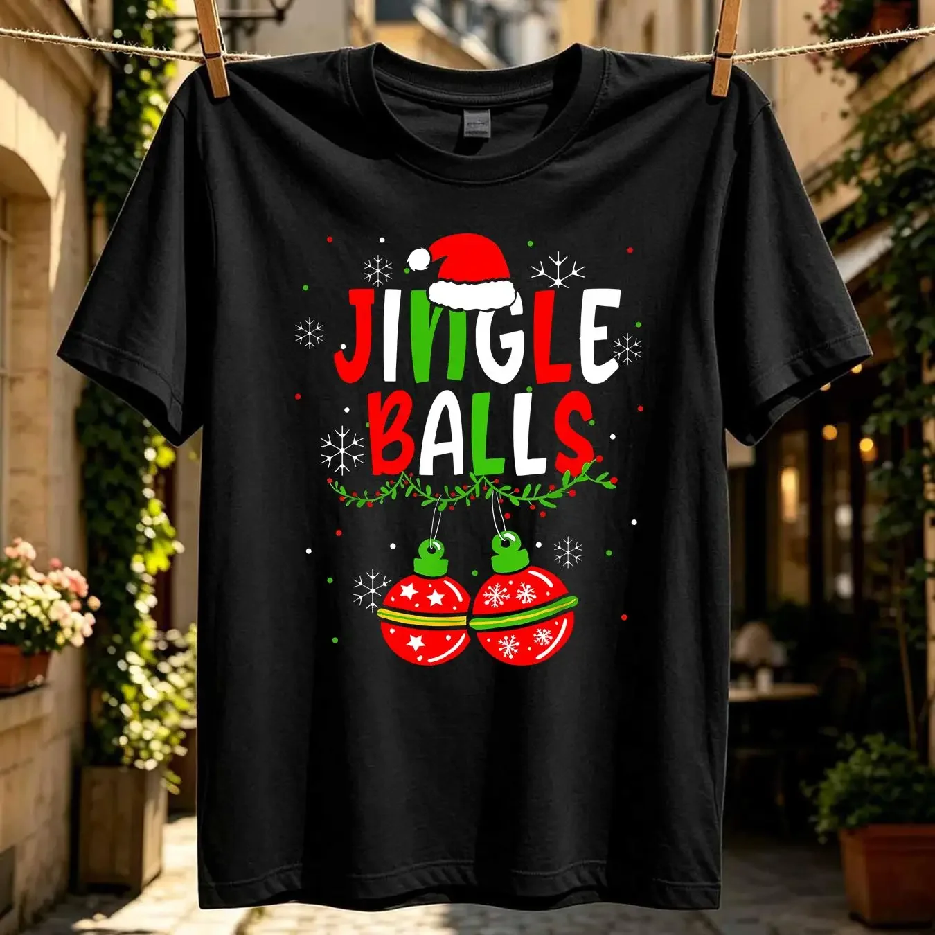 washed T Shirt Jingle Balls Tinsel Tits Funny Matching Couple Chestnuts vintage Washed graphic Stretched fashion streetwear