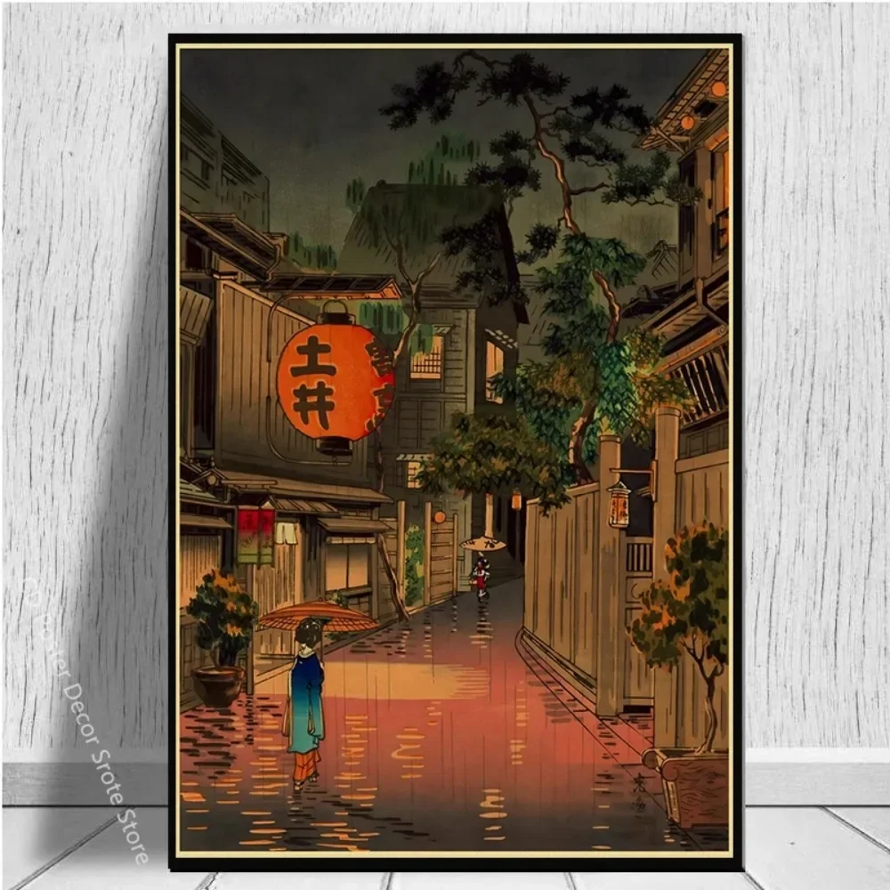 Japanese Vintage Landscapes Posters Traditional Scenery Canvas Paintings Room Home Bar Restaurant Decor