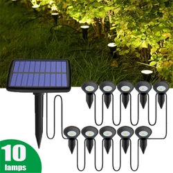 10 in 1 Outdoor Solar Lights RGB Changing Lawn Ground Lamp IP65 Waterproof Landscape Spotlights Garden Decoration Outdoor Lights