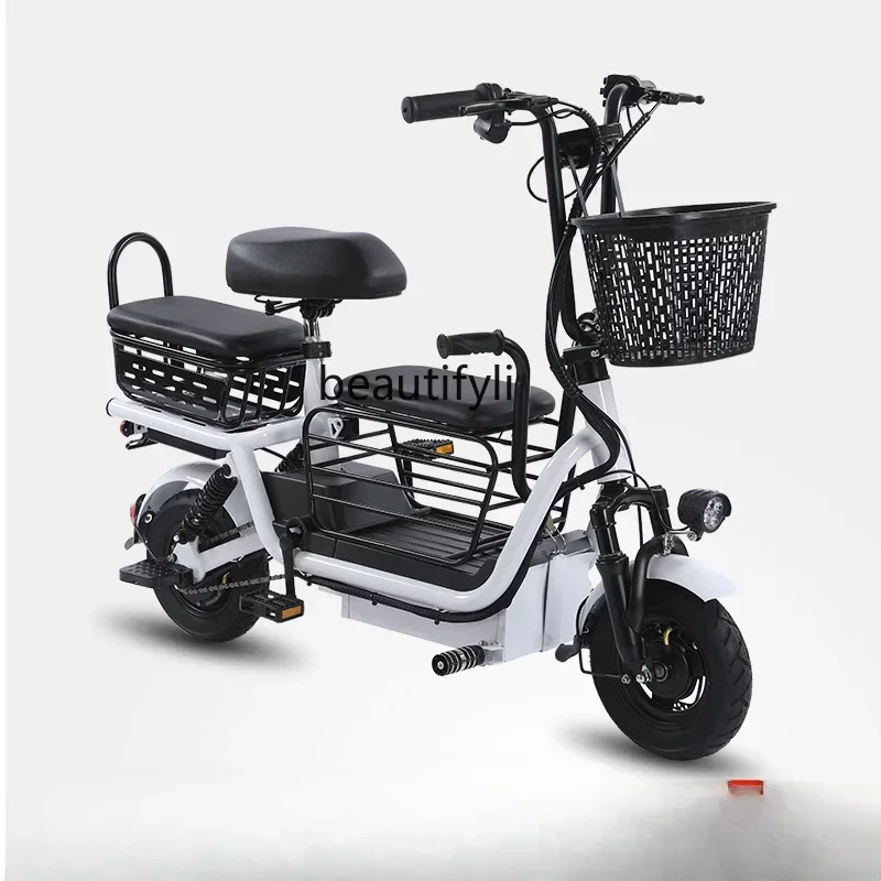 

Electric Bicycle Folding Parent-Child Commuter Women's Adult Three-Seat Scooter with Children