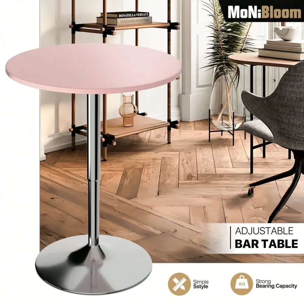 

Bar Table Pub Table Round Bar 27.5 36 HeightAdjustable Cocktail Table For Dining Room Home Kitchen Patio Bistro, 23.5 Inch Table