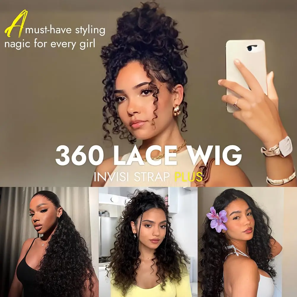 360 كامل الدنتلة شعر مستعار غريب مجعد الباروكات شعر الإنسان موجة عميقة 360 الدانتيل الجبهة باروكة من شعر طبيعي موجة المياه Hd الدانتيل شعر مستعار أسود 220 الكثافة