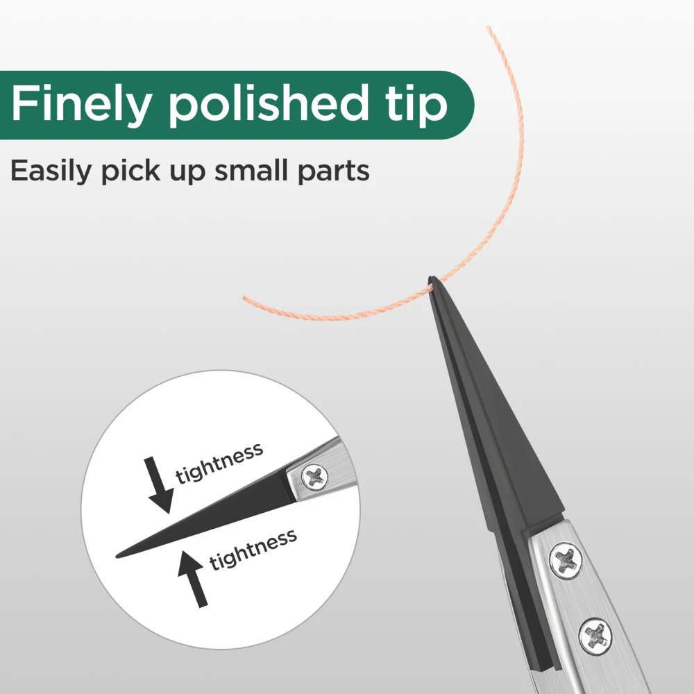 1Pc Anti-Static High Quality ESD Tweezers Replaceable Tweezers Tips Stainless Steel Body Carbon Fiber Conductive Plastic Tweezer