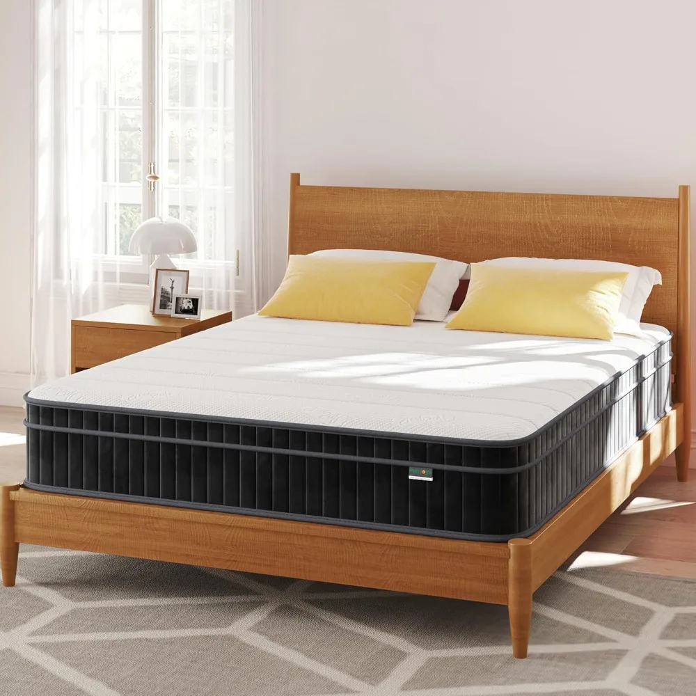 

12 inch Queen Mattress, Cooling-Gel Memory Foam and Pocket Spring Hybrid Mattress, Medium Firm Feel