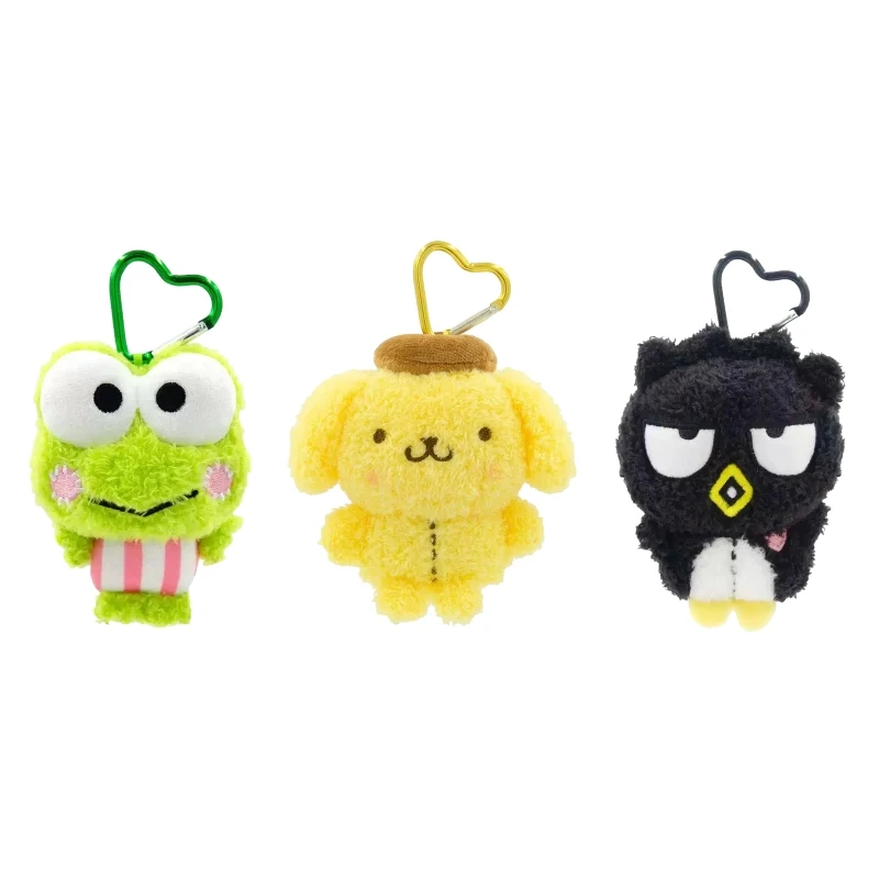 

New Sanrio Fluffy Series Plush Keychain Kawaii Pompompurin Fluffy Bag Charm Keroppi Cool Penguin Stuffed Pendant Girly Gifts