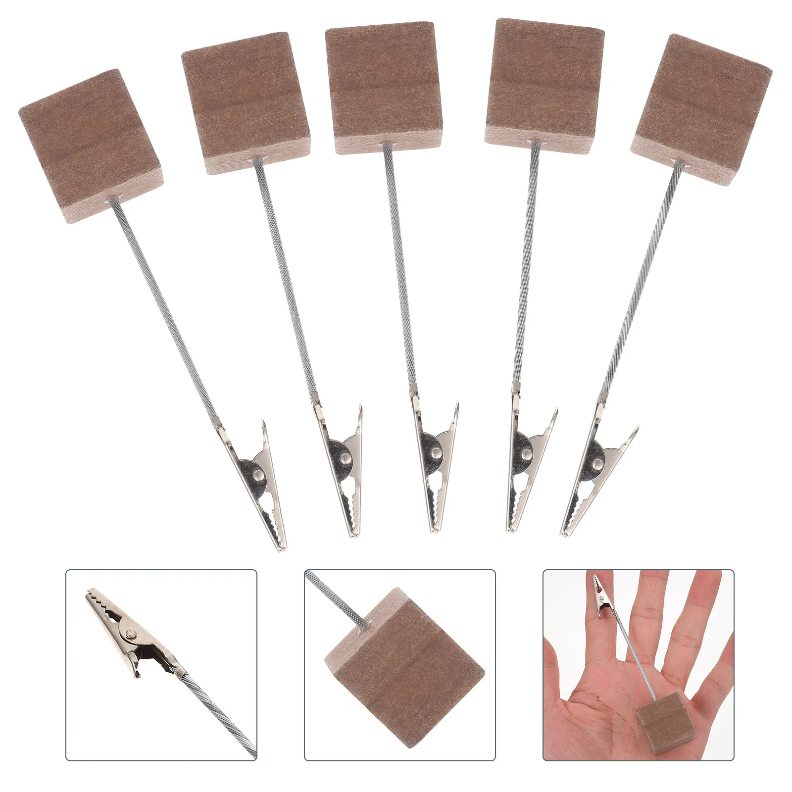 

10Pcs Wood Memo Clips Creative Design Wide Base Note Clamps Reliable Photo Holders Memo Stands for Cards Display Home