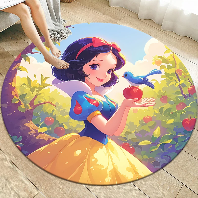 Snow White Cute Cartoon Print Round Carpet, Bedroom Balcony Entrance Door ,Sofa,kitchen, Non-slip Mat. Home Decoration Gift Rug