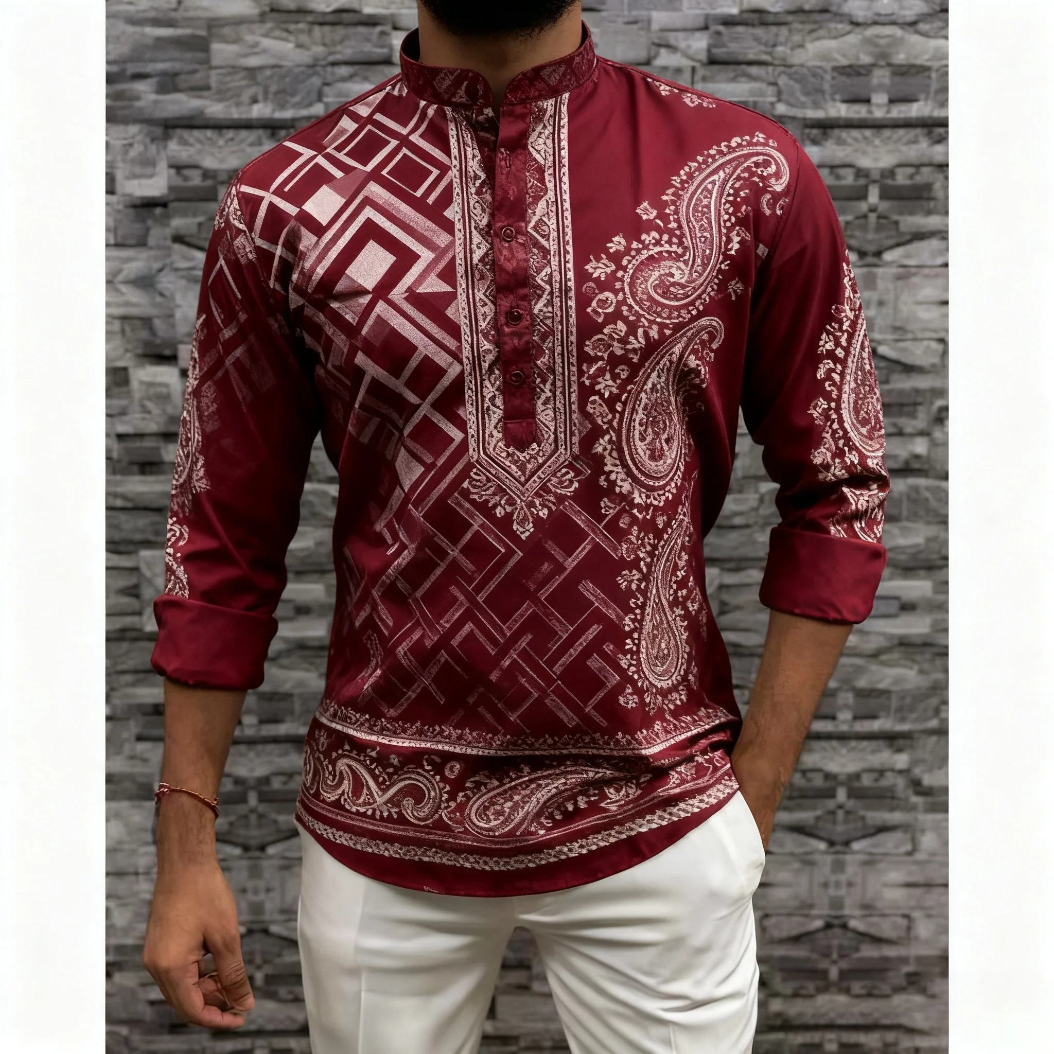 Mens Abaya Thobe Arabic National Style Henley Banded Plain Gown Shirts Muslim 2026 Thobe Middle Eastern Islamic Clothing Men