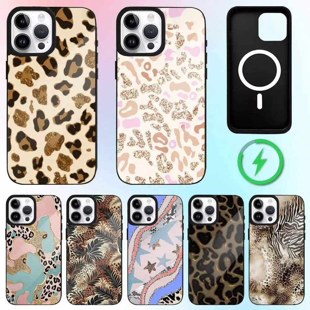 

Fashion Leopard-pattern Phone Case For iPhone17,16,15,14,13,12,11 Plus,Pro Max Magnetic Magsafe Wireless Charging