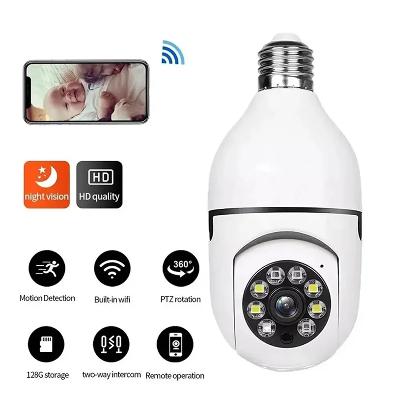 HD 1080P Wifi Smart Camera 5G LED Light 360 Wireless Panoramic Home Security CCTV E27 Fisheye Bulb Lamp IP Camera Two Ways Audio