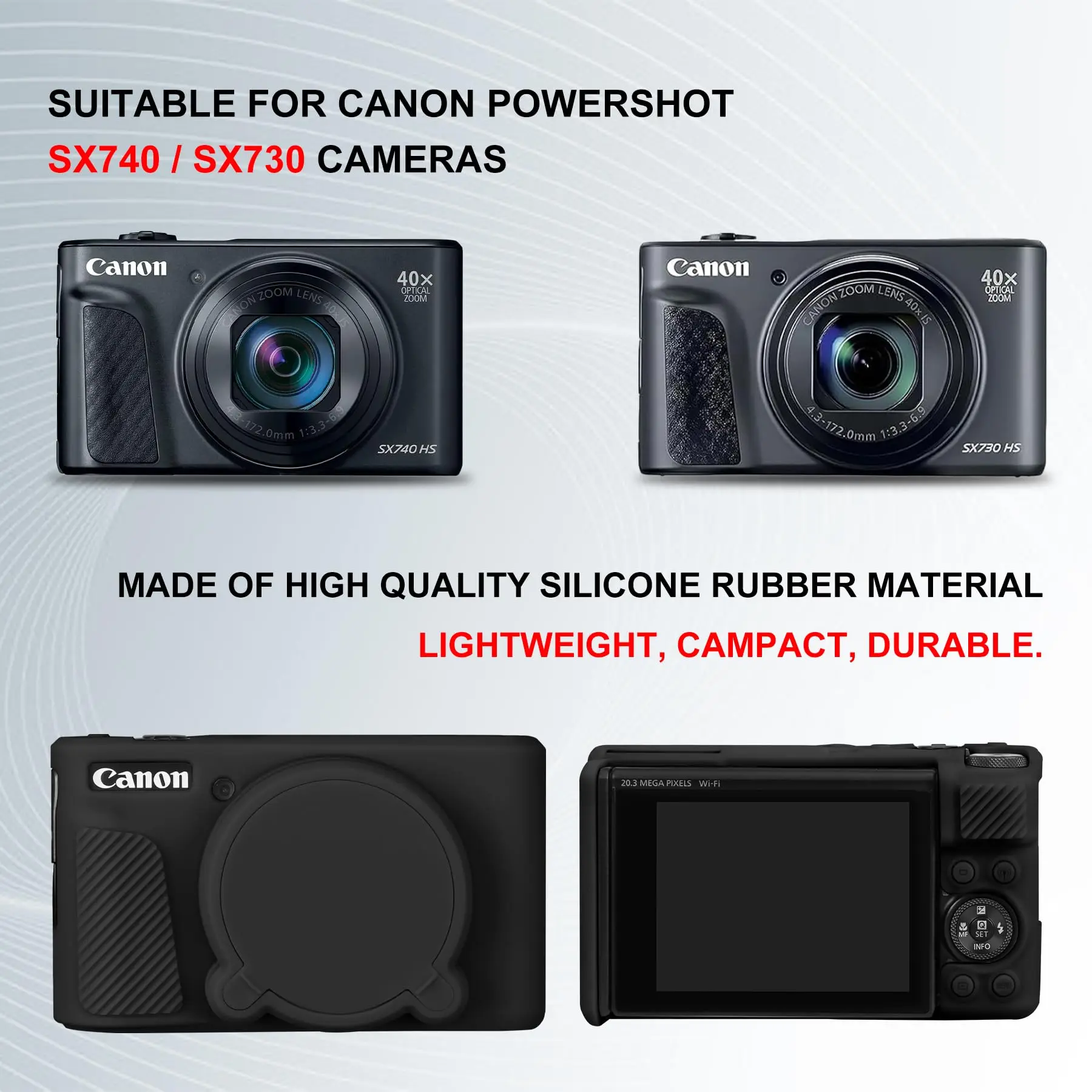 حافظة كاميرا لكاميرا Canon PowerShot SX740 / SX730 الرقمية، حقيبة واقية من السيليكون الناعم ملحقات غطاء العدسة القابلة للإزالة #2