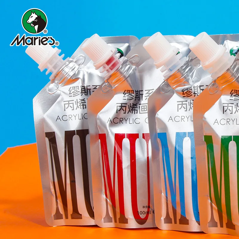 Marie's New 100ml Pouch Acrylic Paint 100ml, Refill Pack for Art High Pigment Concentration, Vivid Color, Waterproof & Durable