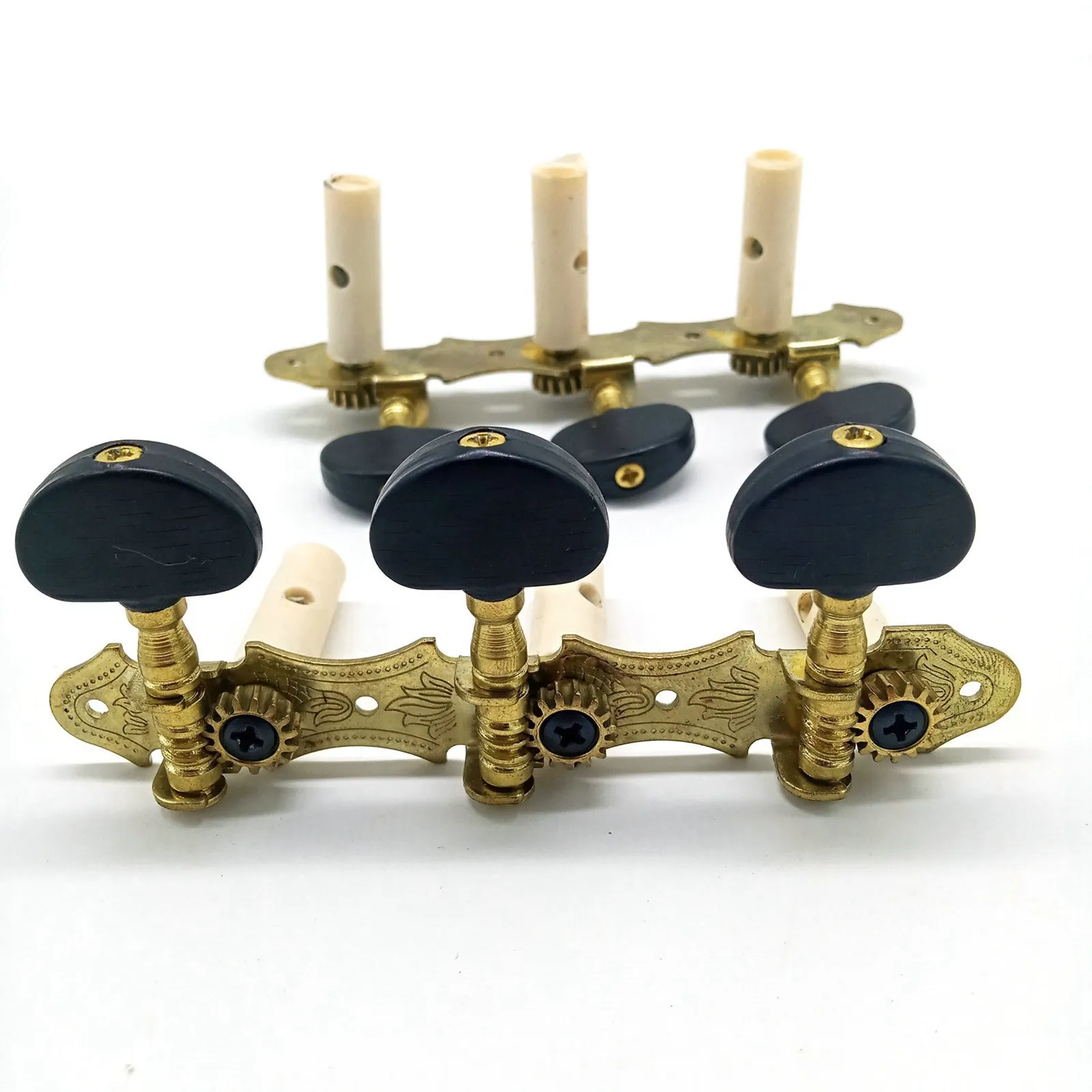 ซ้ายขวากีตาร์คลาสสิก String Tuning PEGS หัวเครื่องจูนเนอร์คีย์ 3L3R อุปกรณ์กีตาร์มืออาชีพ,สีดํา