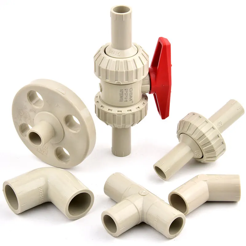 1Pc 20/25/32/40/50mm PPH 90 Degree Elbow Tee Union Check Valve Flange Plate Connector Garden Watering Irrigation Drainage Joint