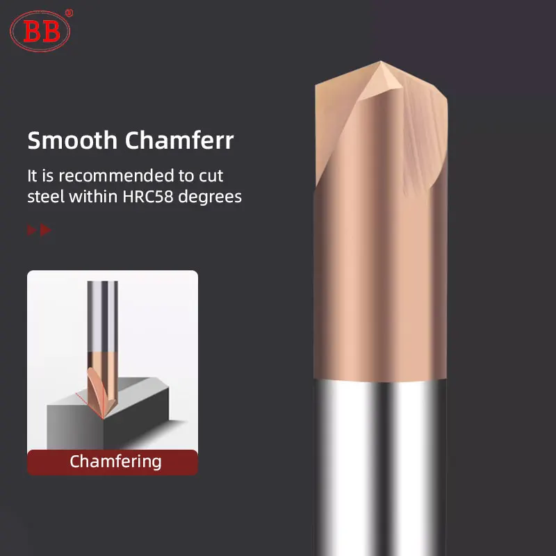 BB Chamfer End Mill CNC V Cutter Tip Angle 30 40 45 50 70 100 110 130 140 150 Degree for Metal Seel Aluminum