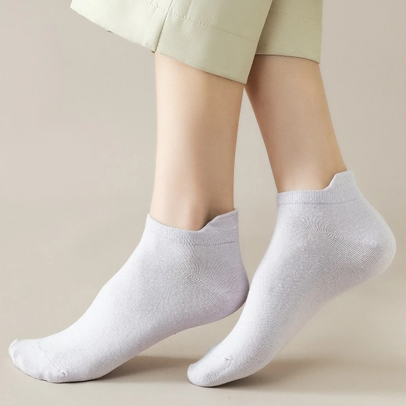 8 pairs of women's summer all cotton antibacterial odor proof sweat absorbing breathable pure cotton simple women's boat socks