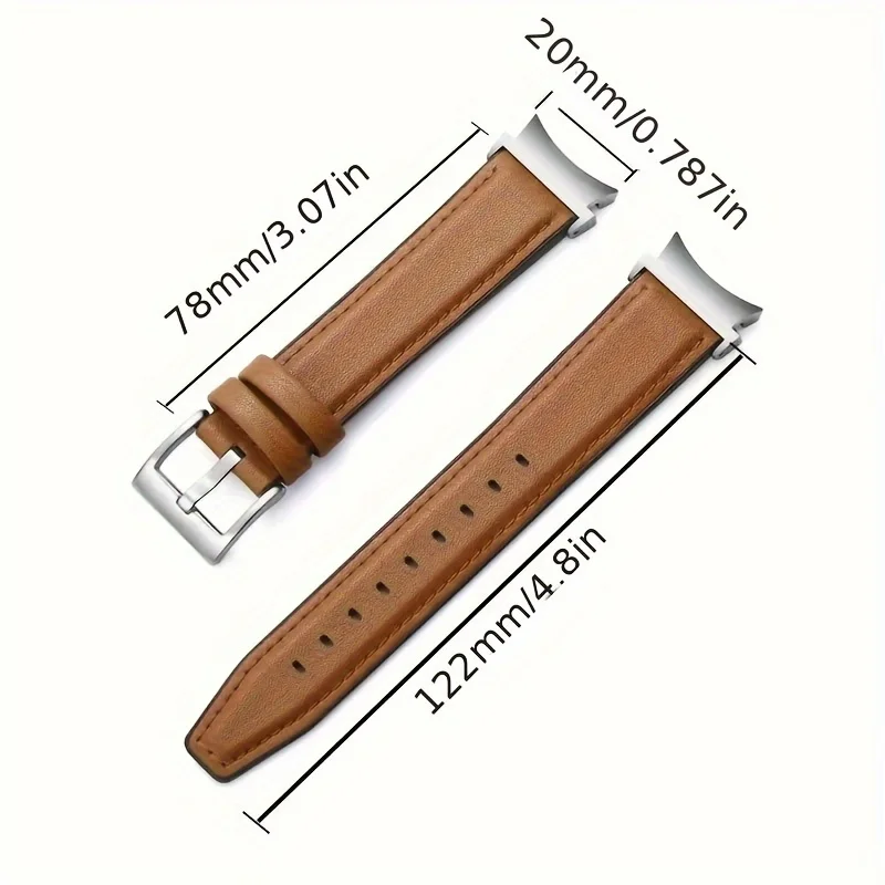 20mm No Gaps Leather Belt For Samsung Galaxy Watch Band 4 6 Classic 47mm/46mm 5 Pro 45mm No Gaps Quick Release Sports Bracelet