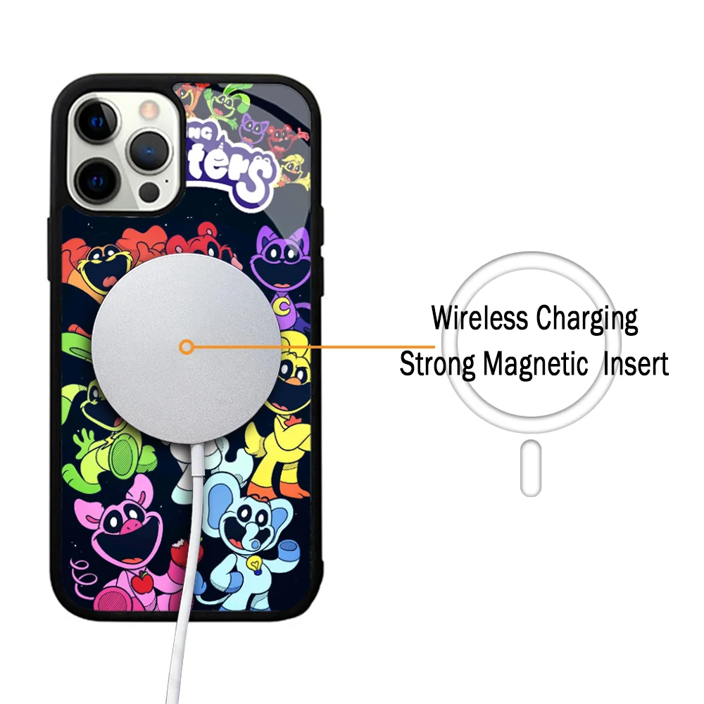 P-Poppies Smiling Critters Phone Case For IPhone 11 12 13 14 15 Plus Pro Max Mirror Acrylic Cover For Magsafe