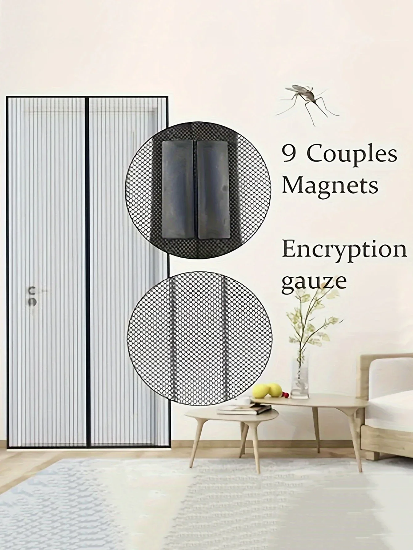 Summer Anti Insect Door Mesh Anti Mosquito Ventilate Door Curtain No-Punch Automatic Closing Invisible Partition Window Screen